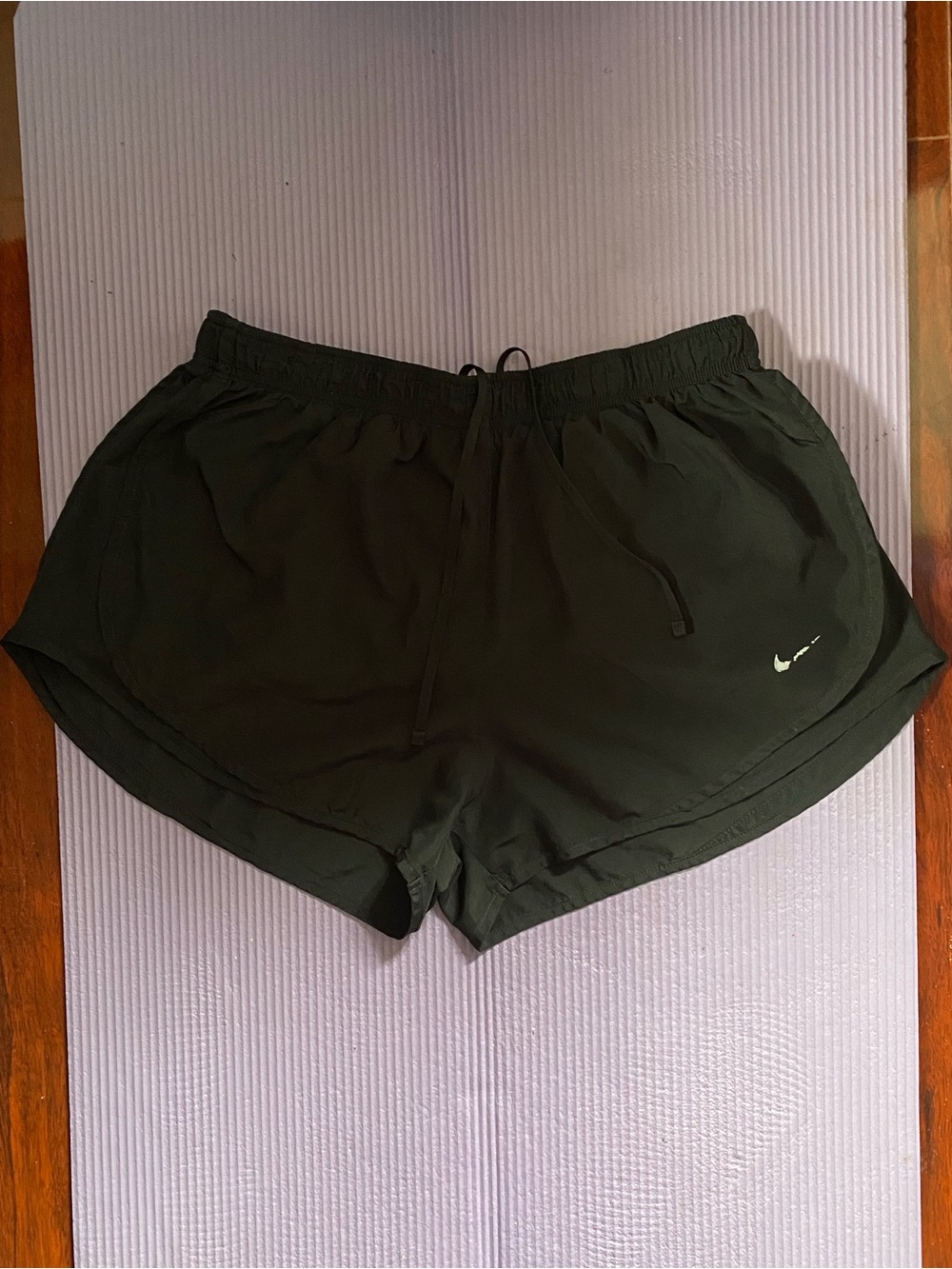 Nike Women's Black Athletic Shorts with White Swoosh